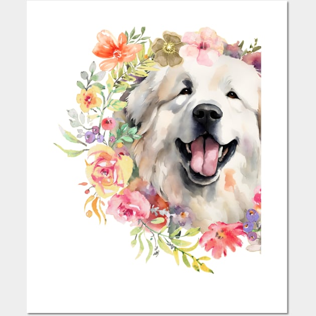 Great Pyrenees Mom with Flowers Wall Art by Finn & Willowbean